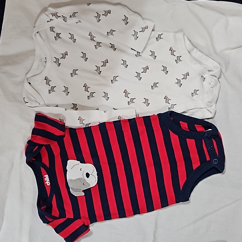 5 for $15!! 2 Baby Boys 3-6 M Bodysuits Child of Mine by Carter's Puppy Dog